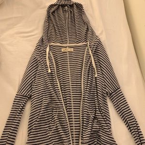 Black and white striped hollister sweater zip up